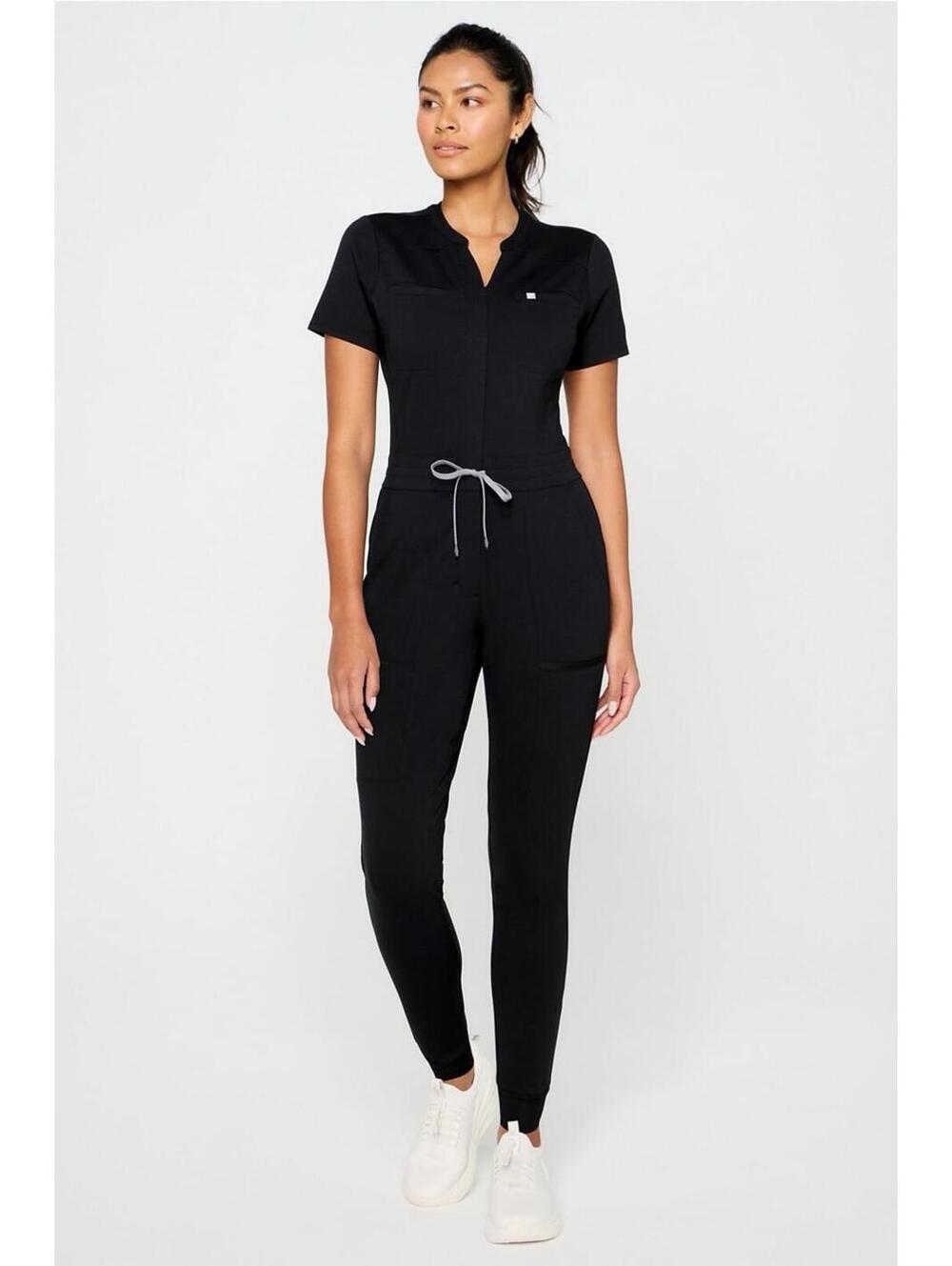 Fabletics PonteFlex Empower Scrub Jumpsuit Women’s Size Small Black Coveralls